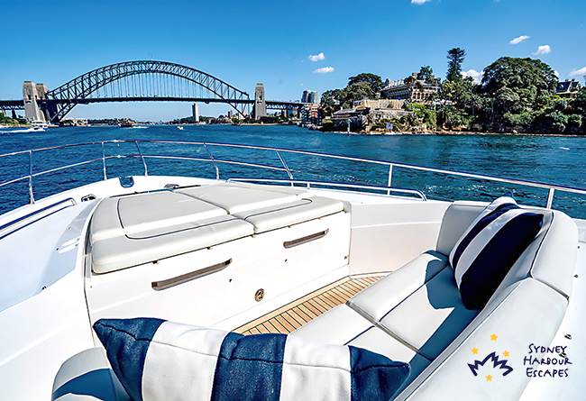 45 Standen Marine   Princess 72   Sydney Harbour Bridge fro Foredeck  